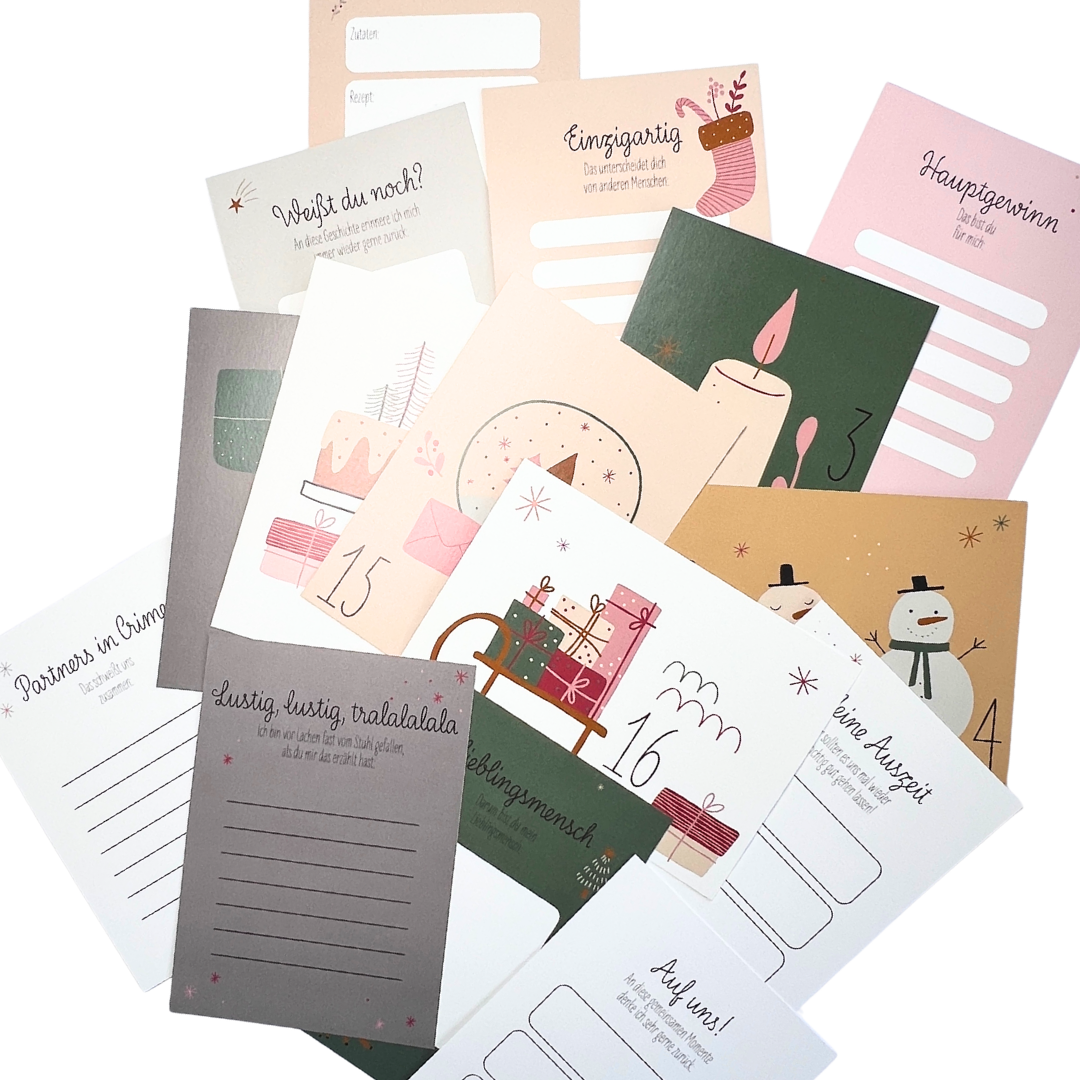 Adventskalender Box mit 24 Karten zum selbst beschriften