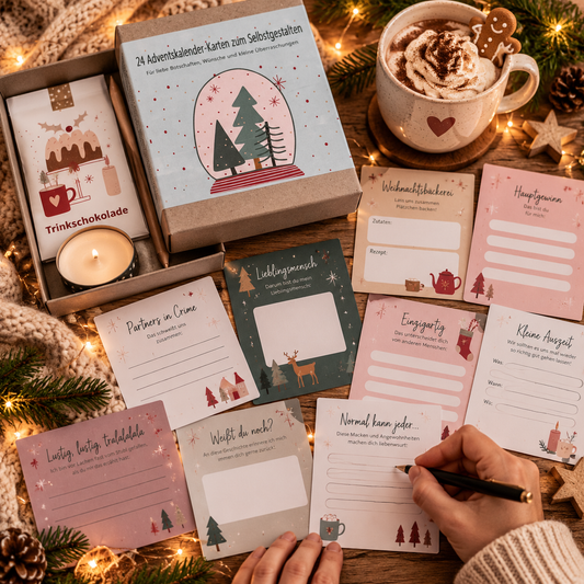 Adventskalender Box mit 24 Karten zum selbst beschriften