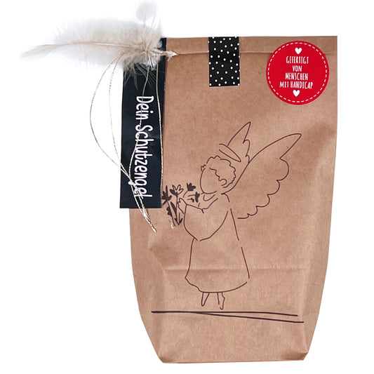 Dein Schutzengel Geschenk, Wundertüte mit Flügel Schlüsselanhänger