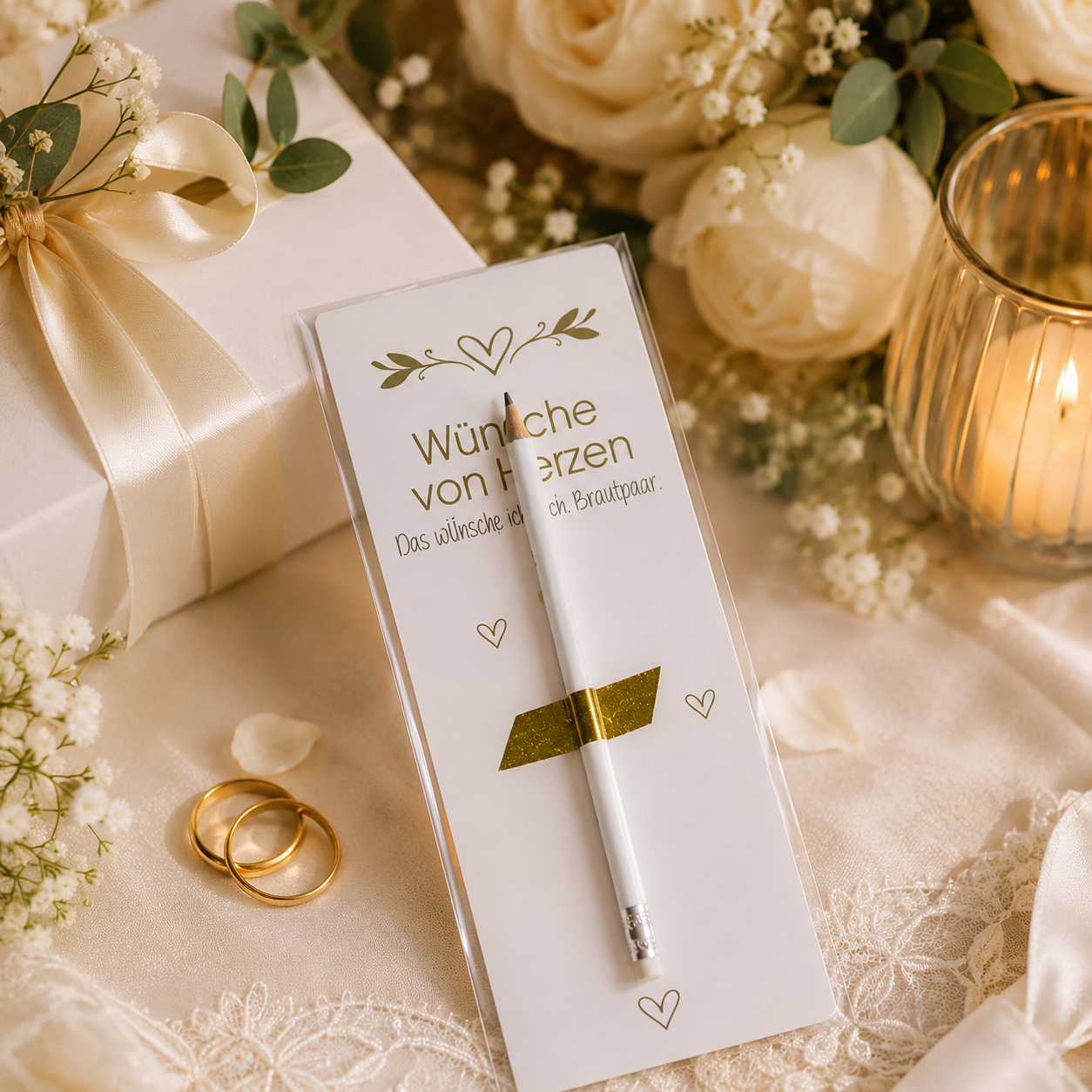 Wünsche Karte Hochzeit mit Bleistift
