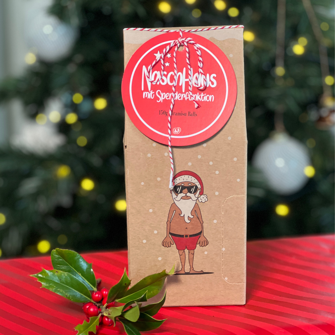 Weihnachtliche Schreibtischdekoration Naschhaus mit Santa-Motiv