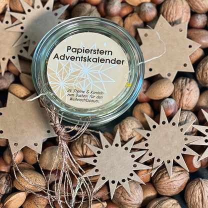 Stern Adventskalender im Weckglas mit Tannenbaum Anhängern