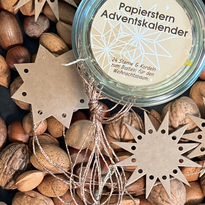 Stern Adventskalender im Weckglas mit Tannenbaum Anhängern