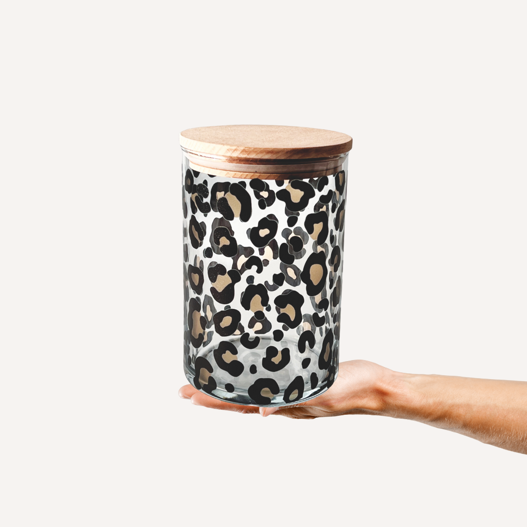 Vorratsglas Leoprint mit Holzdeckel