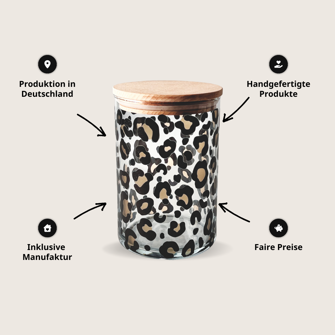 Vorratsglas Leoprint mit Holzdeckel