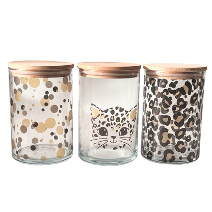 Vorratsglas Leoprint mit Holzdeckel