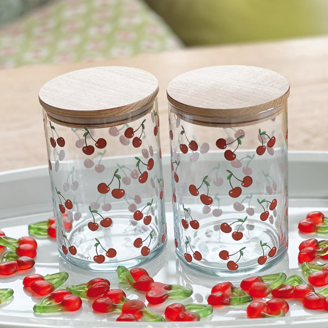 Vorratsglas mit Holzdeckel Kirschen