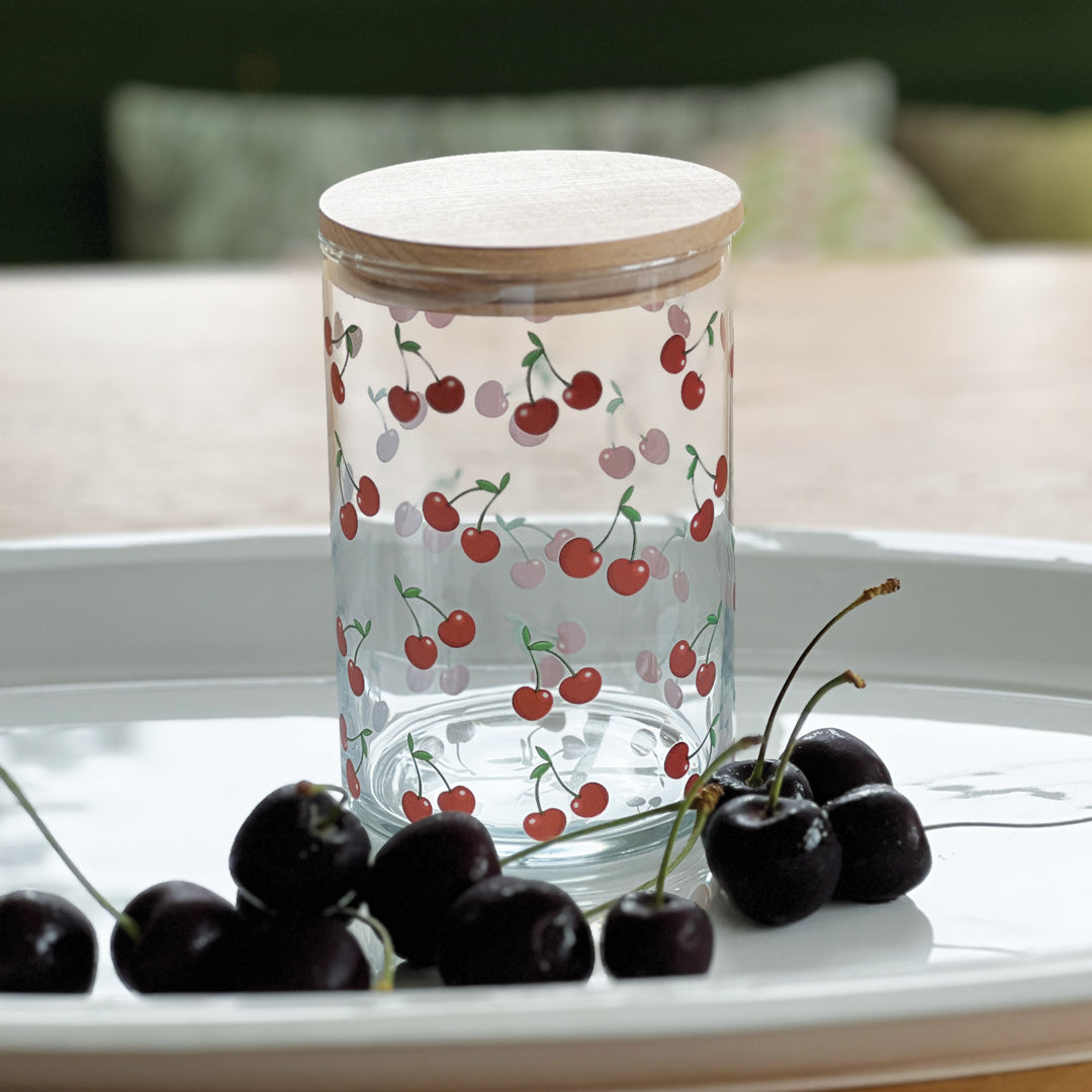 Vorratsglas mit Holzdeckel Kirschen