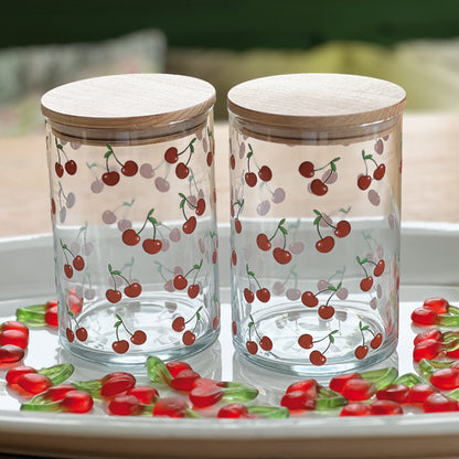 Vorratsglas mit Holzdeckel Kirschen