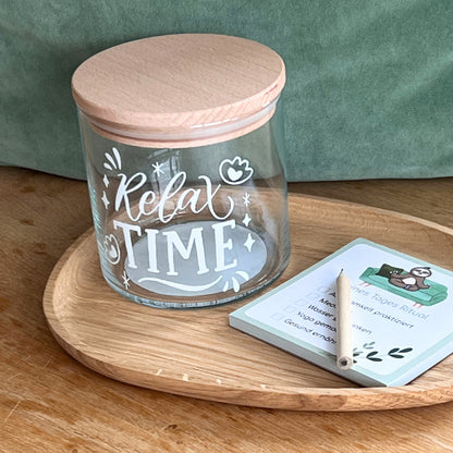 Glasdose Relax Time mit Holzdeckel