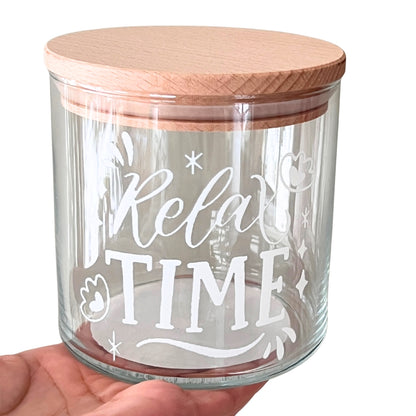 Glasdose Relax Time mit Holzdeckel