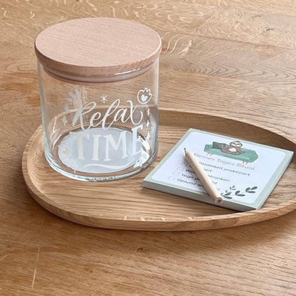 Glasdose Relax Time mit Holzdeckel