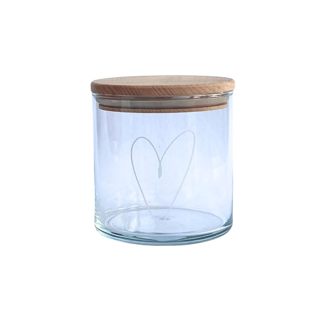 Glasdose Herz mit Holzdeckel