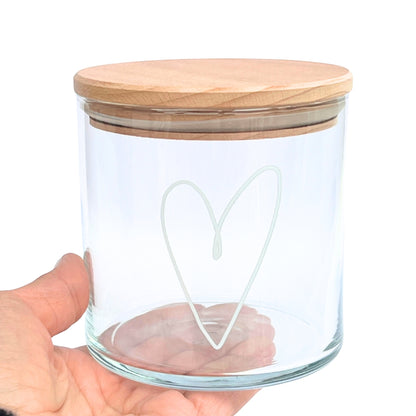 Glasdose Herz mit Holzdeckel