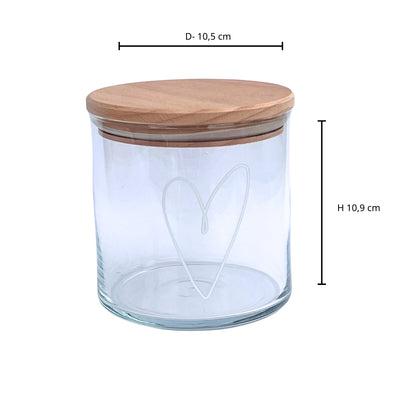 Glasdose Herz mit Holzdeckel