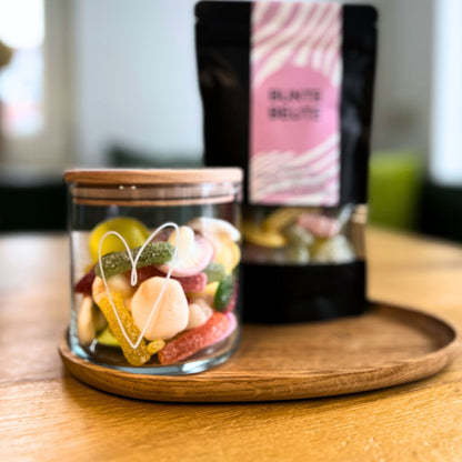 Glasdose Herz mit Holzdeckel