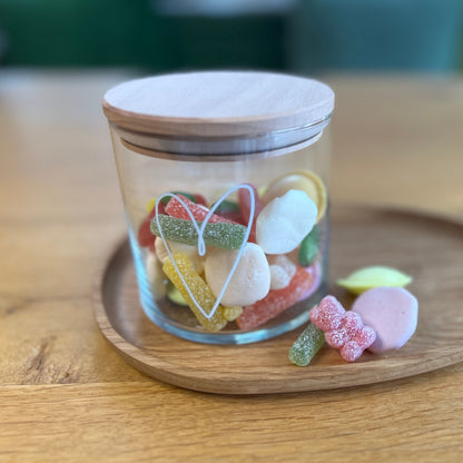 Glasdose Herz mit Holzdeckel
