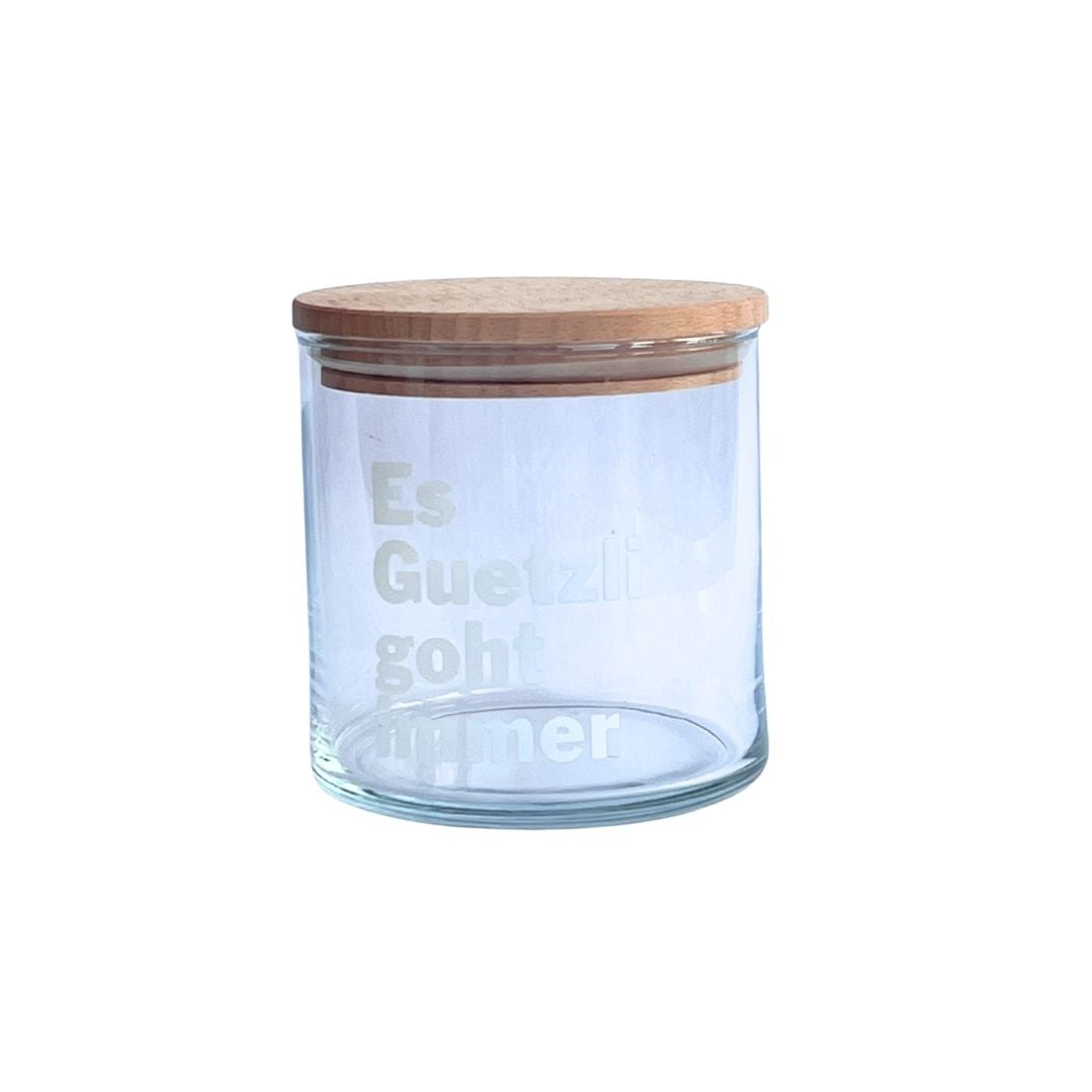 Glasdose Glasdose Es Guetzli goht immer mit Holzdeckel
