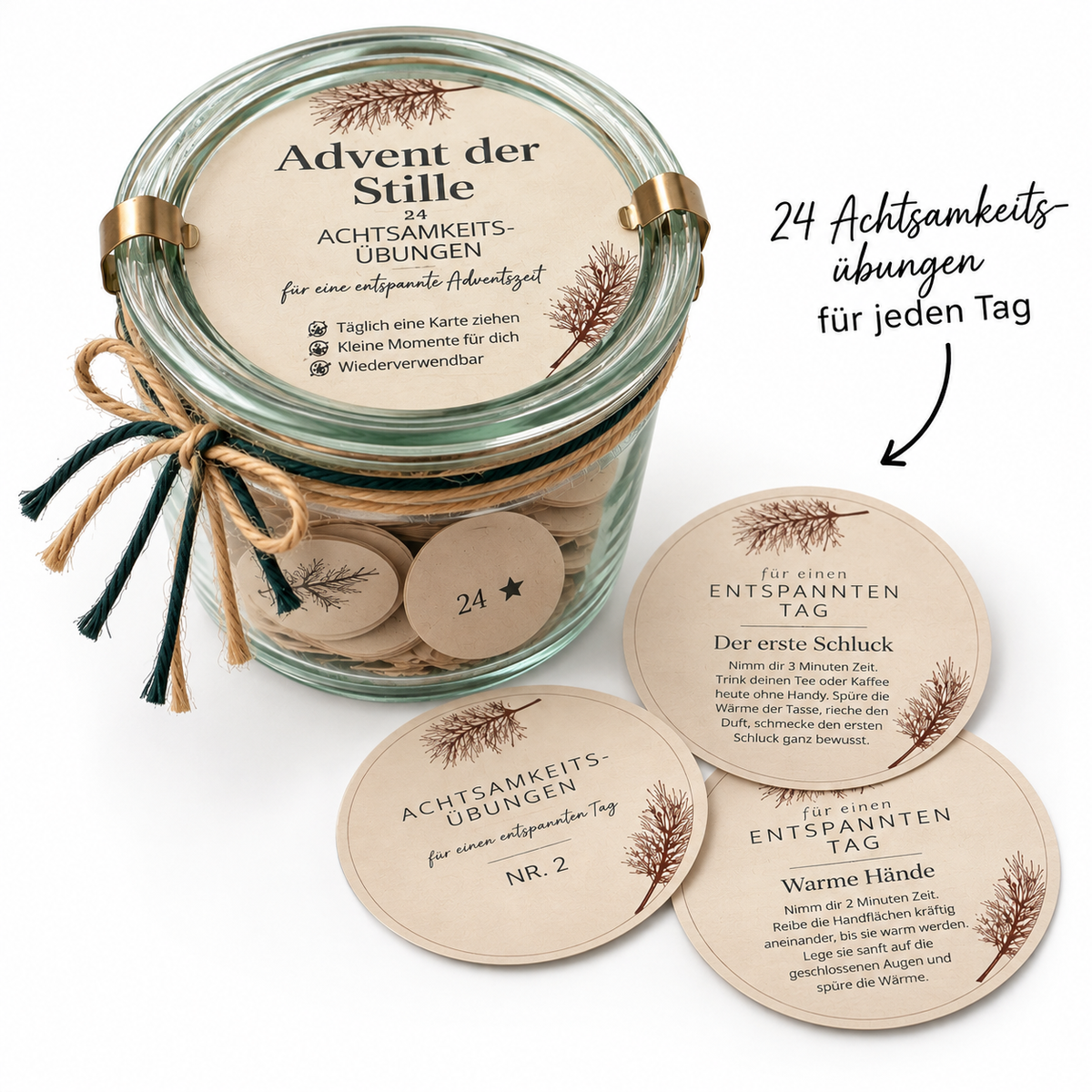 Achtsamkeit Adventkalender im Weckglas