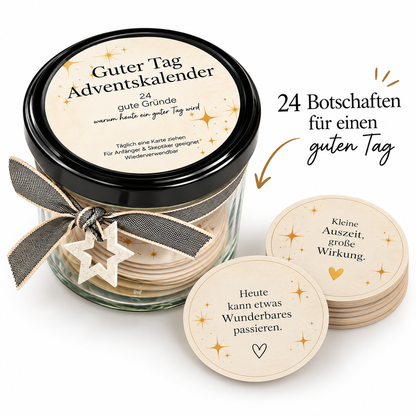 Adventskalender für einen guten Tag im stylischen Glas