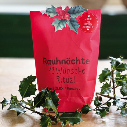 Rauhnächte 13 Wünsche Ritual Wundertüte mit ILEX Pflanzset
